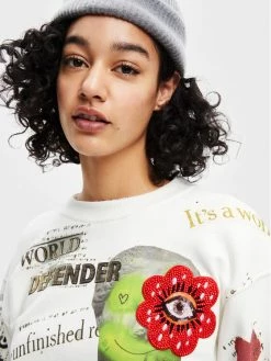 Desigual Γυναίκες Μπλούζες Μπλούζα World Defender 22WWSK54 Λευκό Loose Fit -Εξοδος Desigual Κατάστημα unnamed file 102