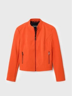 Desigual Γυναίκες Δερμάτινα Μπουφάν Μπουφάν από απομίμηση δέρματος Las Vegas 22WWEW62 Πορτοκαλί Regular Fit -Εξοδος Desigual Κατάστημα unnamed file 1026