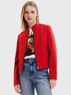 Desigual Γυναίκες Δερμάτινα Μπουφάν Μπουφάν από απομίμηση δέρματος Las Vegas 22WWEW62 Κόκκινο Regular Fit