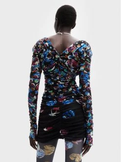 Desigual Γυναίκες Κοκτέιλ Φορέματα Φόρεμα κοκτέιλ MONSIEUR CHRISTIAN LACROIX Confetti 22WWVK36 Μαύρο Slim Fit -Εξοδος Desigual Κατάστημα unnamed file 1094