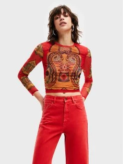 Desigual Γυναίκες Μπλουζάκια Μπλουζάκι MONSIEUR CHRISTIAN LACROIX Groove 22WWTK44 Κόκκινο Slim Fit