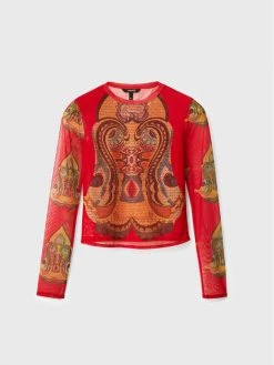Desigual Γυναίκες Μπλουζάκια Μπλουζάκι MONSIEUR CHRISTIAN LACROIX Groove 22WWTK44 Κόκκινο Slim Fit -Εξοδος Desigual Κατάστημα unnamed file 1101