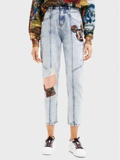 Desigual Γυναίκες Boyfriends Τζιν DISNEY Patch Mickey 22WWDD27 Μπλε Relaxed Fit
