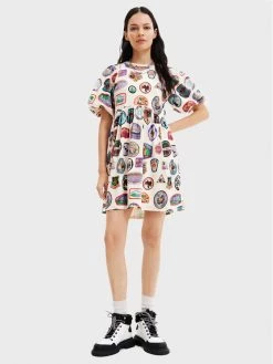 Desigual Γυναίκες Καθημερινά Φορέματα Φόρεμα καθημερινό Stamps 22WWVK73 Μπεζ Regular Fit -Εξοδος Desigual Κατάστημα unnamed file 1160