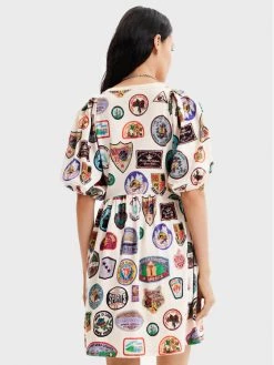 Desigual Γυναίκες Καθημερινά Φορέματα Φόρεμα καθημερινό Stamps 22WWVK73 Μπεζ Regular Fit -Εξοδος Desigual Κατάστημα unnamed file 1161