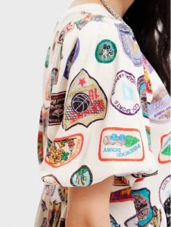 Desigual Γυναίκες Καθημερινά Φορέματα Φόρεμα καθημερινό Stamps 22WWVK73 Μπεζ Regular Fit -Εξοδος Desigual Κατάστημα unnamed file 1162