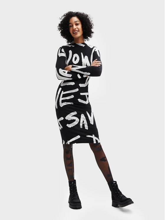 Desigual Γυναίκες Πλεκτά Φορέματα Φόρεμα υφασμάτινο Maya 22WWVK15 Μαύρο Slim Fit 4 Desigual Γυναίκες Πλεκτά Φορέματα Φόρεμα υφασμάτινο Maya 22WWVK15 Μαύρο Slim Fit - Image 2