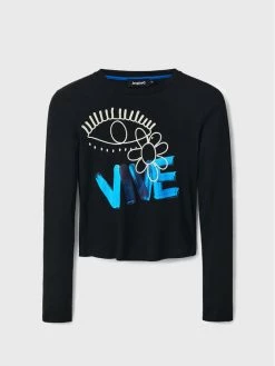 Desigual Γυναίκες Μπλουζάκια Μπλουζάκι Vive 22WWTKA5 Μαύρο Slim Fit -Εξοδος Desigual Κατάστημα unnamed file 1289