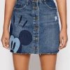 Desigual Γυναίκες Mini Φούστα τζιν DISNEY Mickey Patch 22SWFD10 Σκούρο μπλε Regular Fit