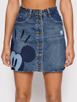 Desigual Γυναίκες Mini Φούστα τζιν DISNEY Mickey Patch 22SWFD10 Σκούρο μπλε Regular Fit