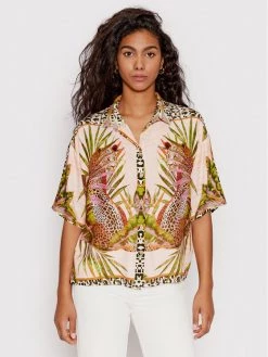 Desigual Γυναίκες Casual Πουκάμισα Πουκάμισο Lions 22SWCW33 Ροζ Regular Fit