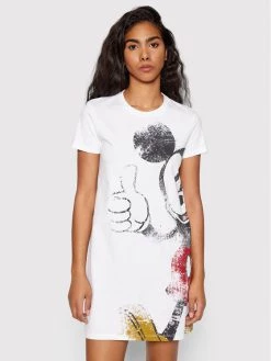 Desigual Γυναίκες Καθημερινά Φορέματα Φόρεμα καθημερινό DISNEY My Mickey 22SWVK41 Λευκό Regular Fit