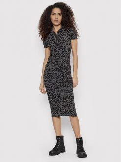 Desigual Γυναίκες Καθημερινά Φορέματα Φόρεμα καθημερινό Panter 22SWVK58 Γκρι Slim Fit