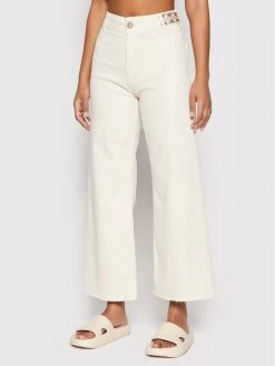 Desigual Γυναίκες Wide Leg Τζιν Awesome 22SWDD03 Μπεζ Relaxed Fit