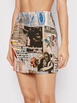 Desigual Γυναίκες Φούστα Mini Breaking News 22SWFW11 Έγχρωμο Slim Fit