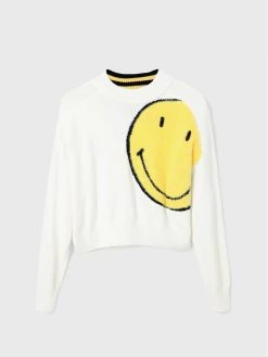 Desigual Γυναίκες Πουλόβερ SMILEY 22WWJFA3 Λευκό Relaxed Fit -Εξοδος Desigual Κατάστημα unnamed file 183