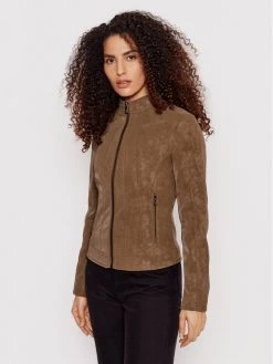 Desigual Γυναίκες Δερμάτινα Μπουφάν Μπουφάν από απομίμηση δέρματος Mar 22SWEW30 Καφέ Regular Fit
