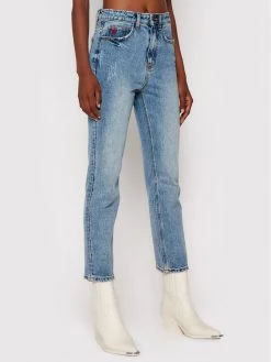 Desigual Γυναίκες Straight Leg Τζιν Scraf 21WWDD05 Μπλε Straight Fit