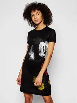 Desigual Γυναίκες Καθημερινά Φορέματα Φόρεμα καθημερινό DISNEY Mickey 21SWVKAY Μαύρο Regular Fit