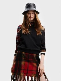 Desigual Γυναίκες Μπλούζες Χωρίς Φερμουάρ Μπλούζα Checks 22WWSK51 Μαύρο Regular Fit