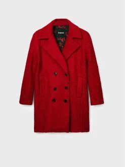 Desigual Γυναίκες Μεταβατικά Παλτά Μάλλινο παλτό London 22WWEW16 Κόκκινο Relaxed Fit -Εξοδος Desigual Κατάστημα unnamed file 24