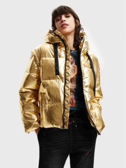 Desigual Γυναίκες Χειμωνιάτικα Μπουφάν Μπουφάν πουπουλένιο Jiman 22WWEWB9 Χρυσό Oversize