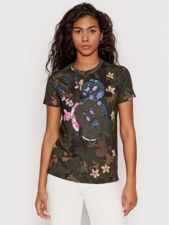 Desigual Γυναίκες T-shirts T-Shirt DISNEY Mickey Camo 22SWTKAN Πράσινο Regular Fit