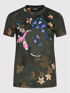 Desigual Γυναίκες T-shirts T-Shirt DISNEY Mickey Camo 22SWTKAN Πράσινο Regular Fit -Εξοδος Desigual Κατάστημα unnamed file 2512