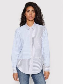 Desigual Γυναίκες Casual Πουκάμισα Πουκάμισο Patch Love 22SWCW25 Μπλε Relaxed Fit