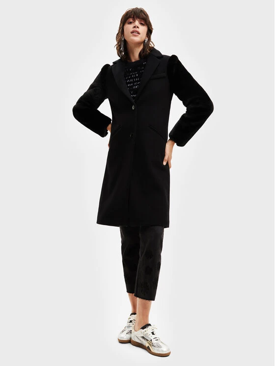 Desigual Γυναίκες Μεταβατικά Παλτά Μάλλινο παλτό Maravillas 22WWEWA7 Μαύρο Regular Fit 4 Desigual Γυναίκες Μεταβατικά Παλτά Μάλλινο παλτό Maravillas 22WWEWA7 Μαύρο Regular Fit - Image 2