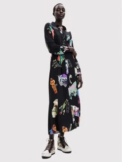 Desigual Γυναίκες Φορέματα σε Στυλ Πουκάμισο & Σεμιζιέ Φόρεμα πουκάμισο Kassandra 22WWVW74 Μαύρο Relaxed Fit