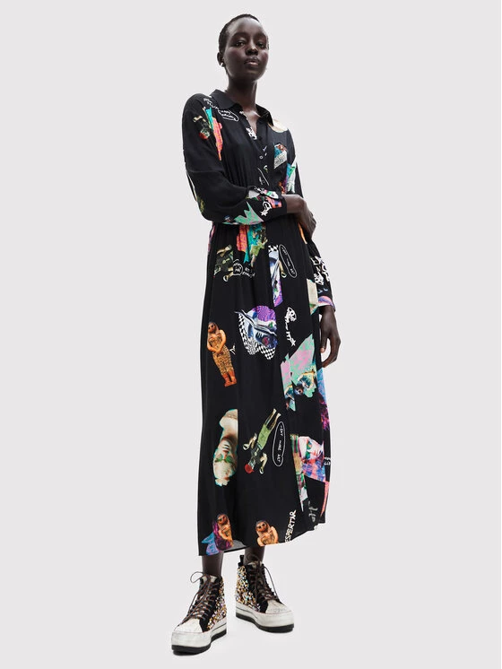 Desigual Γυναίκες Φορέματα σε Στυλ Πουκάμισο & Σεμιζιέ Φόρεμα πουκάμισο Kassandra 22WWVW74 Μαύρο Relaxed Fit 3 Desigual Γυναίκες Φορέματα σε Στυλ Πουκάμισο & Σεμιζιέ Φόρεμα πουκάμισο Kassandra 22WWVW74 Μαύρο Relaxed Fit