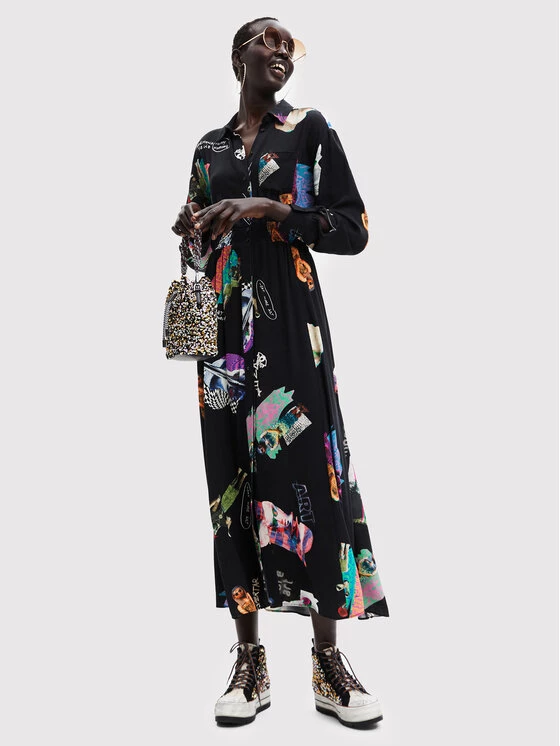 Desigual Γυναίκες Φορέματα σε Στυλ Πουκάμισο & Σεμιζιέ Φόρεμα πουκάμισο Kassandra 22WWVW74 Μαύρο Relaxed Fit 4 Desigual Γυναίκες Φορέματα σε Στυλ Πουκάμισο & Σεμιζιέ Φόρεμα πουκάμισο Kassandra 22WWVW74 Μαύρο Relaxed Fit - Image 2