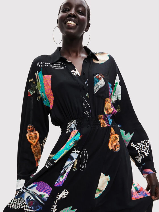 Desigual Γυναίκες Φορέματα σε Στυλ Πουκάμισο & Σεμιζιέ Φόρεμα πουκάμισο Kassandra 22WWVW74 Μαύρο Relaxed Fit 6 Desigual Γυναίκες Φορέματα σε Στυλ Πουκάμισο & Σεμιζιέ Φόρεμα πουκάμισο Kassandra 22WWVW74 Μαύρο Relaxed Fit - Image 4