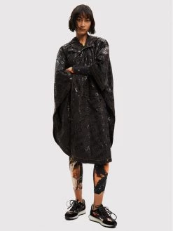 Desigual Γυναίκες Αδιάβροχα Μπουφάν Πόντσο Colorama 22WAIA37 Μαύρο Relaxed Fit