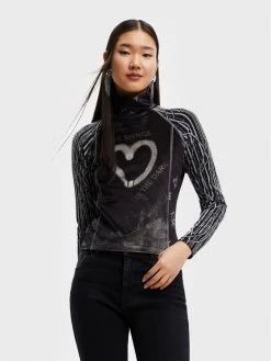 Desigual Γυναίκες Μπλουζάκια Μπλουζάκι Core 22WWTKAA Μαύρο Regular Fit