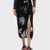 Desigual Γυναίκες Φούστα Midi Collage 22WWFW17 Μαύρο Slim Fit