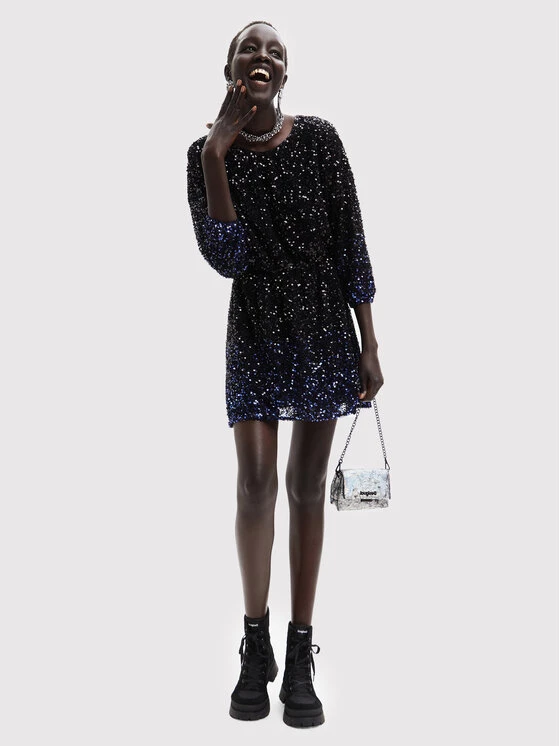 Desigual Γυναίκες Κοκτέιλ Φορέματα Φόρεμα κοκτέιλ Saturno 22WWVW64 Μαύρο Regular Fit 4 Desigual Γυναίκες Κοκτέιλ Φορέματα Φόρεμα κοκτέιλ Saturno 22WWVW64 Μαύρο Regular Fit - Image 2