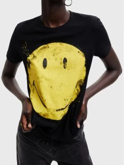 Desigual Γυναίκες T-shirts T-Shirt SMILEY Ria 22WWTKAJ Μαύρο Regular Fit -Εξοδος Desigual Κατάστημα unnamed file 3201