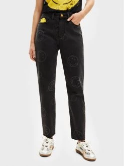 Desigual Γυναίκες Boyfriends Τζιν SMILEY I 22WWDD65 Μαύρο Mom Fit