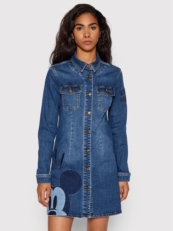 Desigual Γυναίκες Φορέματα σε Στυλ Πουκάμισο & Σεμιζιέ Φόρεμα τζιν DISNEY Mickey Patch 22SWVD06 Σκούρο μπλε Slim Fit 3 Desigual Γυναίκες Φορέματα σε Στυλ Πουκάμισο & Σεμιζιέ Φόρεμα τζιν DISNEY Mickey Patch 22SWVD06 Σκούρο μπλε Slim Fit