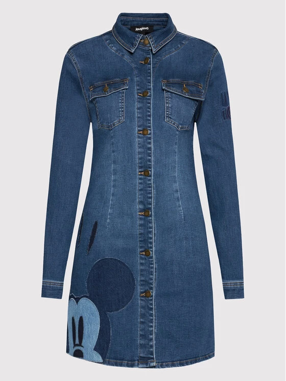 Desigual Γυναίκες Φορέματα σε Στυλ Πουκάμισο & Σεμιζιέ Φόρεμα τζιν DISNEY Mickey Patch 22SWVD06 Σκούρο μπλε Slim Fit 7 Desigual Γυναίκες Φορέματα σε Στυλ Πουκάμισο & Σεμιζιέ Φόρεμα τζιν DISNEY Mickey Patch 22SWVD06 Σκούρο μπλε Slim Fit - Image 5