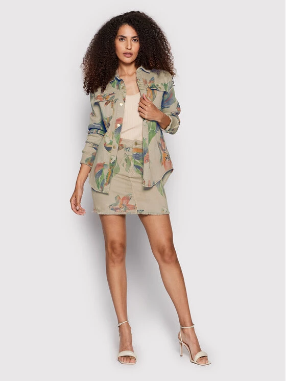 Desigual Γυναίκες Casual Πουκάμισα Τζιν πουκάμισο Flower 22SWCN04 Μπεζ Oversize 4 Desigual Γυναίκες Casual Πουκάμισα Τζιν πουκάμισο Flower 22SWCN04 Μπεζ Oversize - Image 2