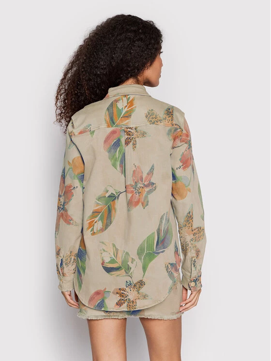 Desigual Γυναίκες Casual Πουκάμισα Τζιν πουκάμισο Flower 22SWCN04 Μπεζ Oversize 5 Desigual Γυναίκες Casual Πουκάμισα Τζιν πουκάμισο Flower 22SWCN04 Μπεζ Oversize - Image 3