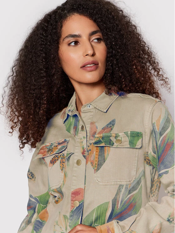 Desigual Γυναίκες Casual Πουκάμισα Τζιν πουκάμισο Flower 22SWCN04 Μπεζ Oversize 6 Desigual Γυναίκες Casual Πουκάμισα Τζιν πουκάμισο Flower 22SWCN04 Μπεζ Oversize - Image 4