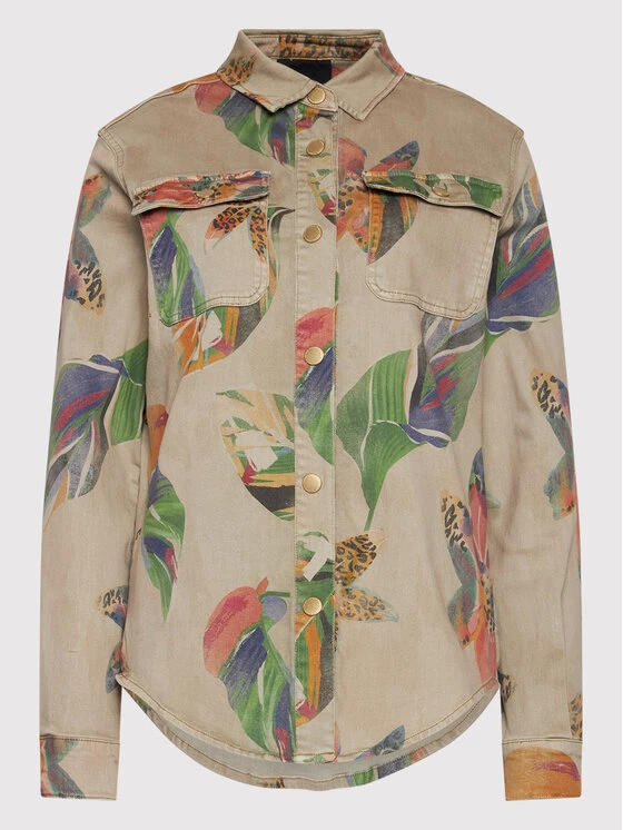 Desigual Γυναίκες Casual Πουκάμισα Τζιν πουκάμισο Flower 22SWCN04 Μπεζ Oversize 7 Desigual Γυναίκες Casual Πουκάμισα Τζιν πουκάμισο Flower 22SWCN04 Μπεζ Oversize - Image 5