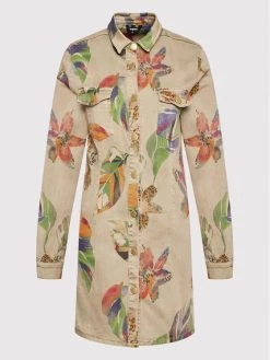 Desigual Γυναίκες Φορέματα σε Στυλ Πουκάμισο & Σεμιζιέ Φόρεμα πουκάμισο Budapest 22SWVN03 Μπεζ Regular Fit -Εξοδος Desigual Κατάστημα unnamed file 3859