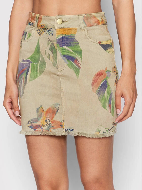 Desigual Γυναίκες Φούστα Mini Davos 22SWFN01 Μπεζ Regular Fit 3 Desigual Γυναίκες Φούστα Mini Davos 22SWFN01 Μπεζ Regular Fit