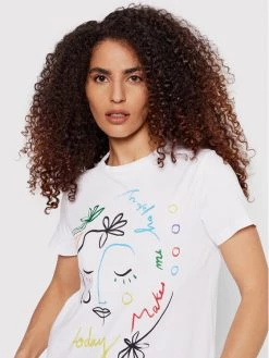 Desigual Γυναίκες T-shirts T-Shirt Faces 22SWTKAB Λευκό Regular Fit -Εξοδος Desigual Κατάστημα unnamed file 3937