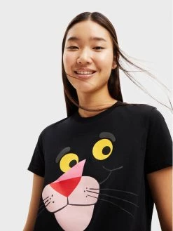 Desigual Γυναίκες T-shirts T-Shirt PINK PANTHER Hello Hello 22WWTK66 Μαύρο Regular Fit -Εξοδος Desigual Κατάστημα unnamed file 394